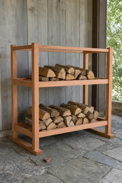 A finished firewood rack