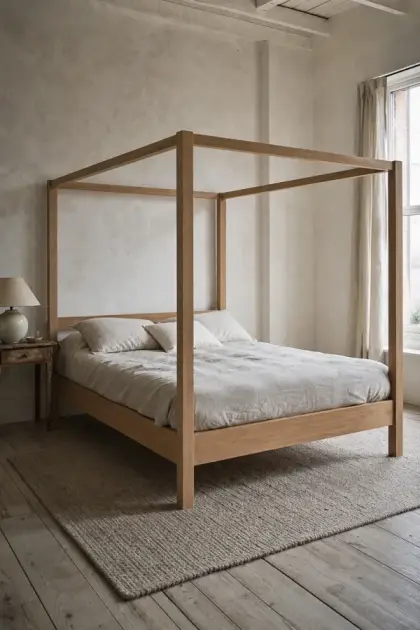 A finished four-poster canopy bed
