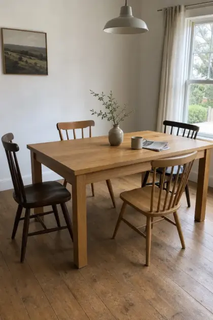 A finished farmhouse dining table