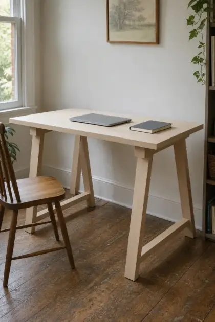 A finished sawhorse desk
