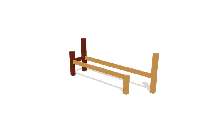 Step 2: add long seat rails and corner posts, new parts highlighted