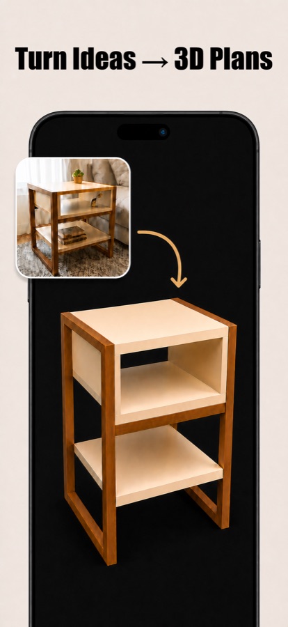 A photo reference and its TimberLab nightstand model